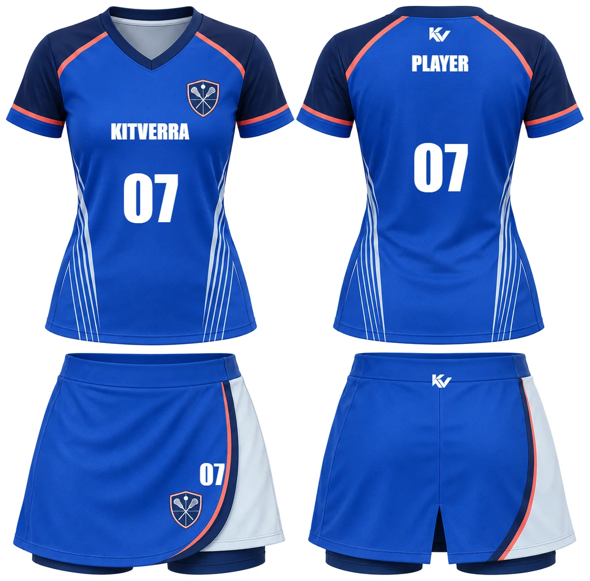 Azure Split — Women's shirt & skort, front and back design preview