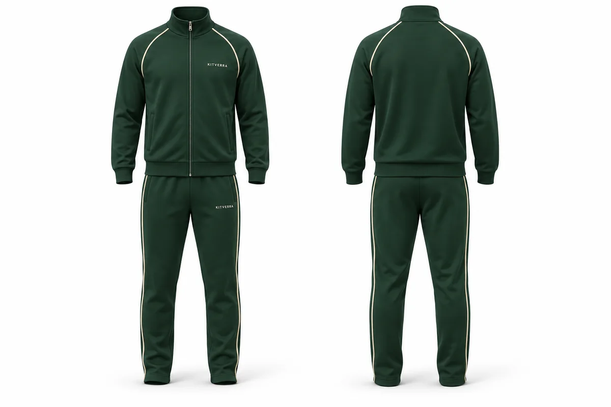 Raglan piping tracksuit — Tracksuits & Sweatsuits, front and back design preview