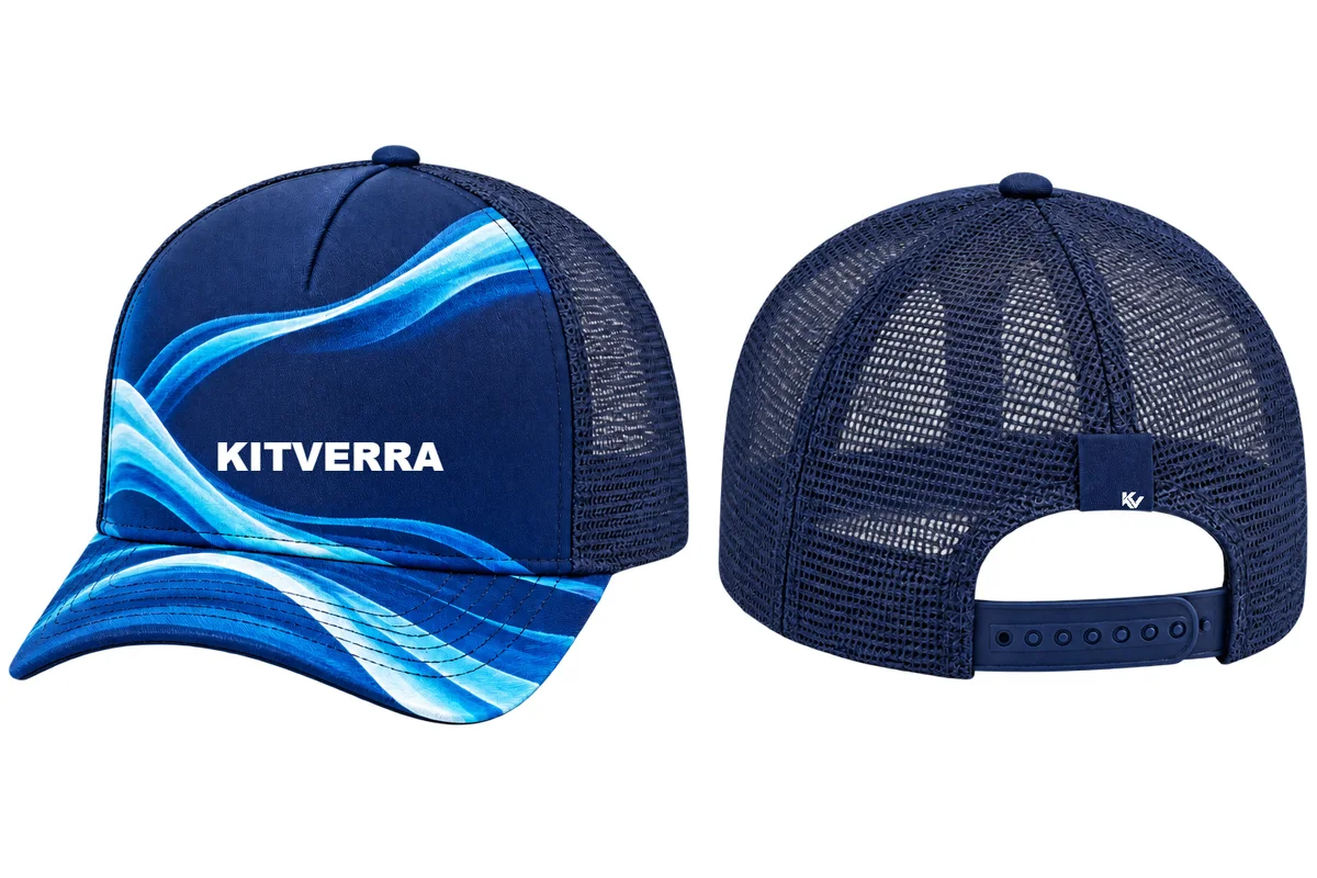 Velocity Wave — Trucker hats, front and back design preview