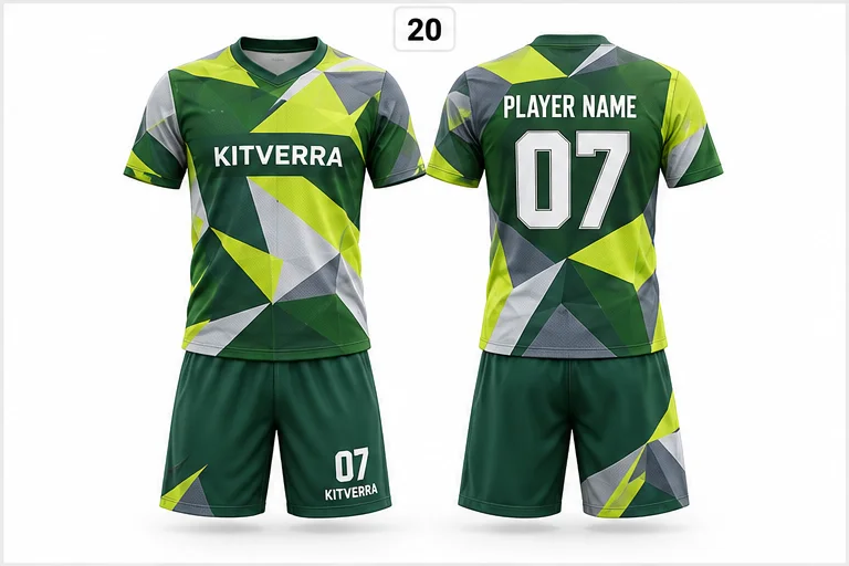 Green Prism — Match kits / Jersey & shorts, front and back design preview