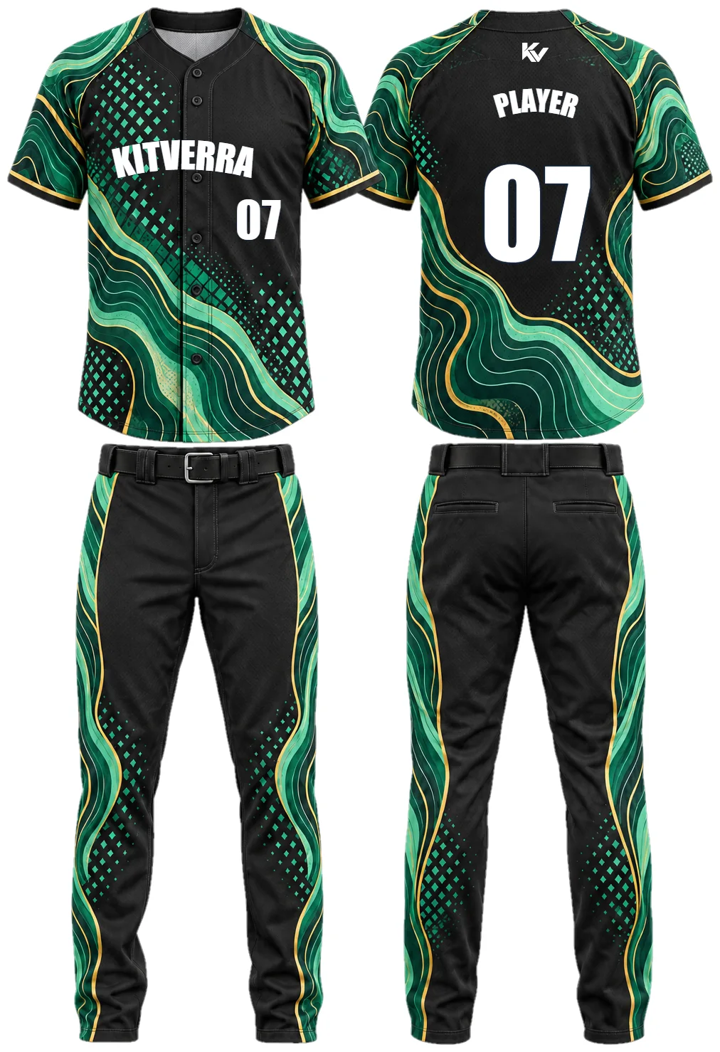 Jade Topography — Raglan button & pants, front and back design preview