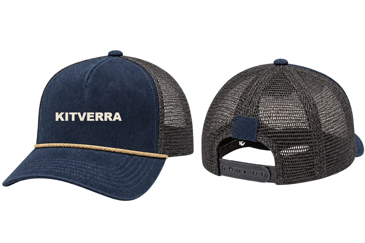 Midnight Suede — Trucker hats, front and back design preview