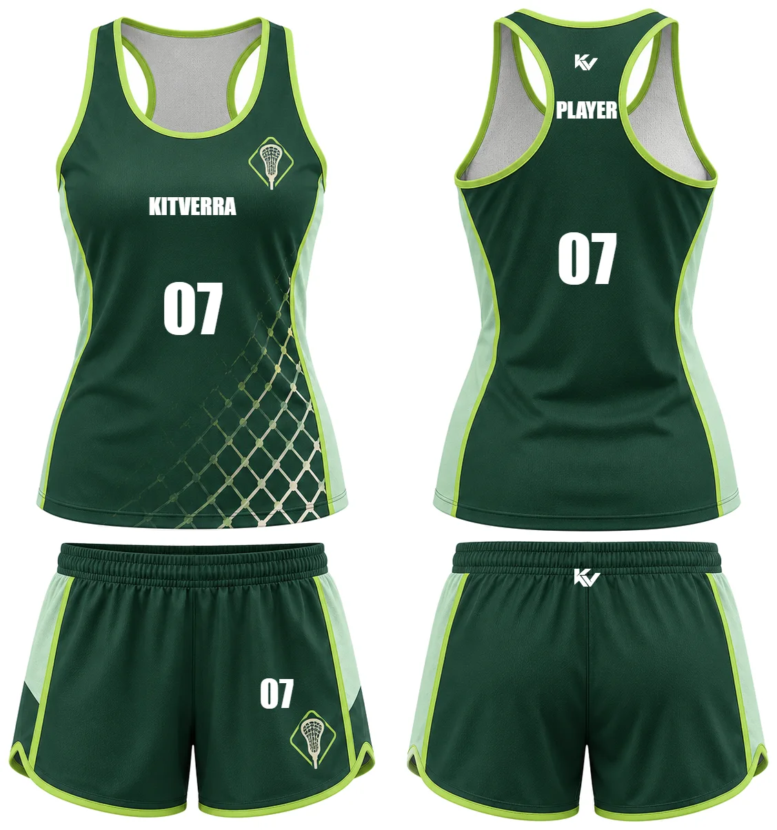 Emerald Netline — Women's sleeveless sets, front and back design preview