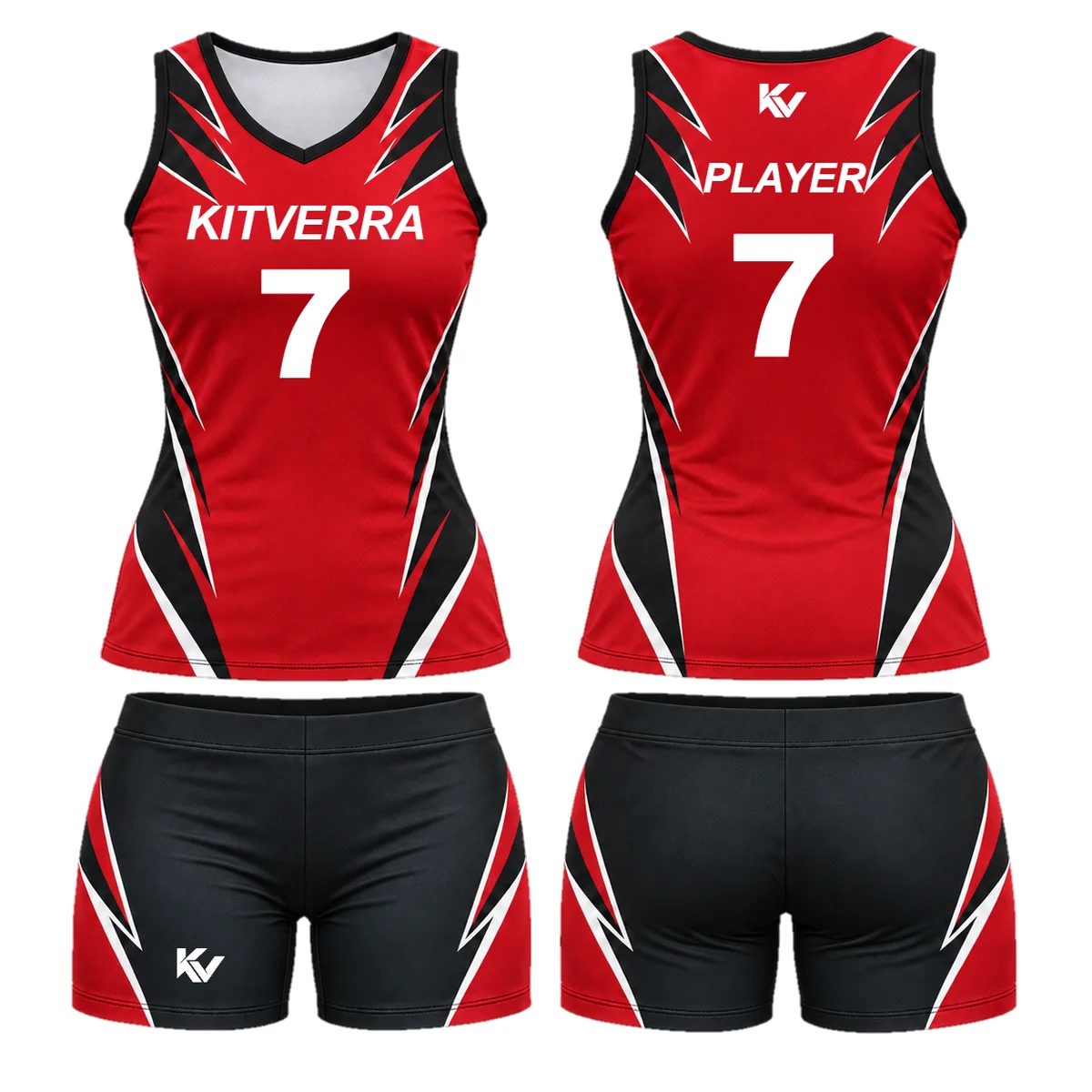 Scarlet Wing — Volleyball kit / Soft V-neck, front and back design preview