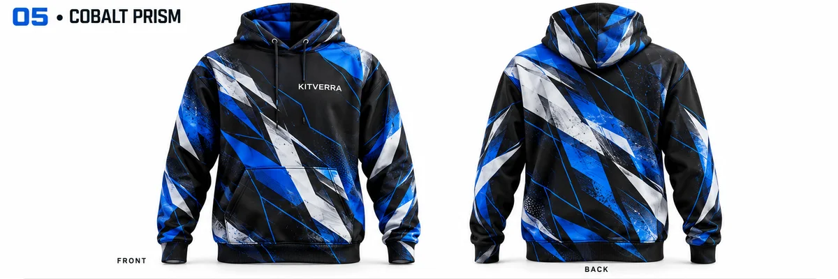 Cobalt Prism — Hoodies, front and back design preview
