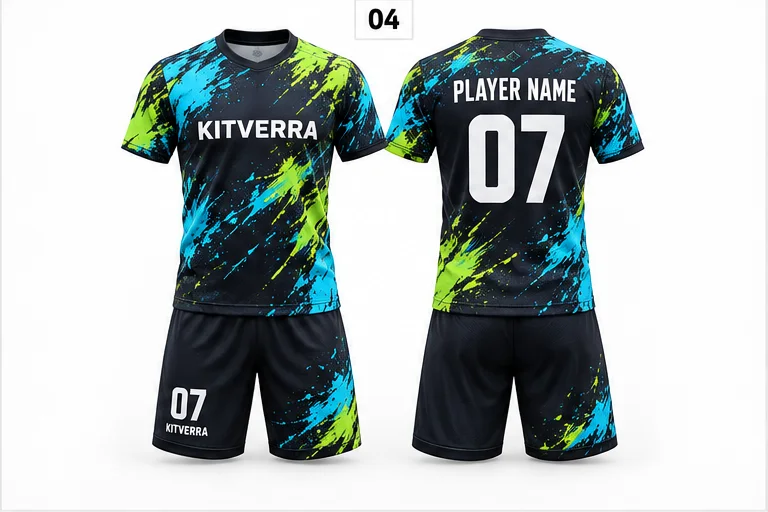 Neon Splash — Match kits / Jersey & shorts, front and back design preview