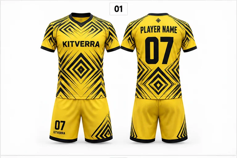Diamond Yellow — Match kits / Jersey & shorts, front and back design preview
