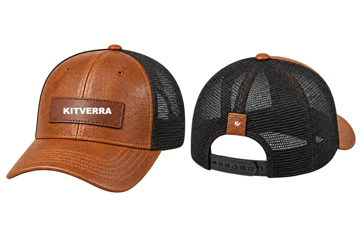 Cognac Grain — Trucker hats, front and back design preview