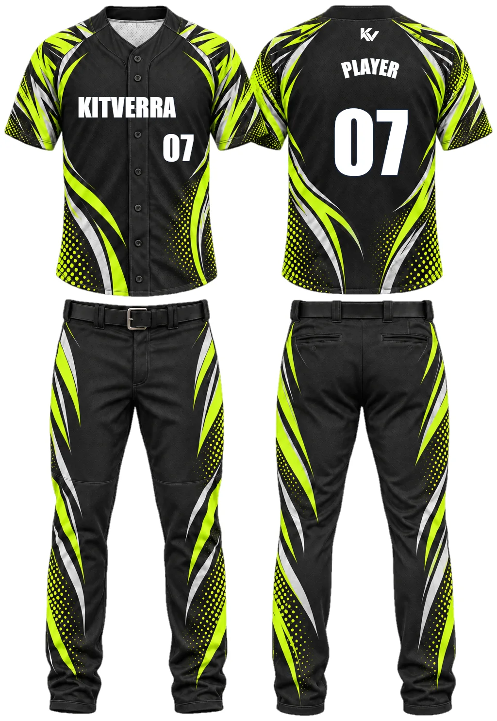 Neon Eclipse — Raglan button & pants, front and back design preview