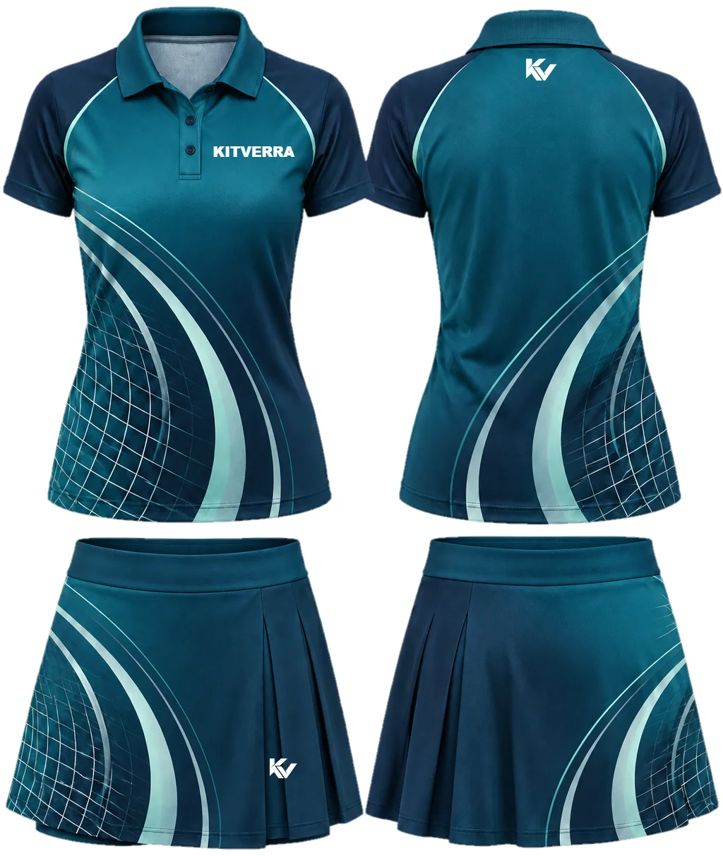 Net Orbit — Polo & skort, front and back design preview